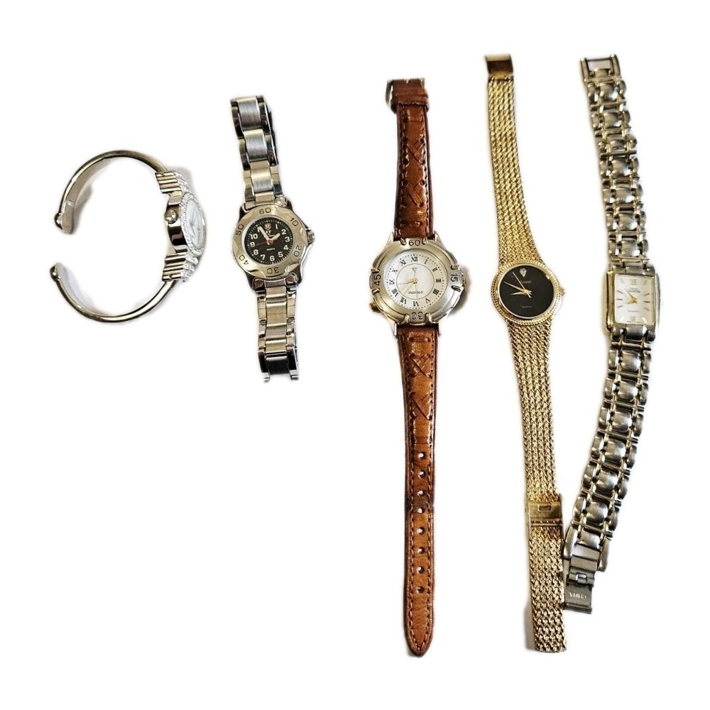 Wrist Watch Mixed Lot Ladies Various Brandsβ Gold, Silver, And Leather Colored